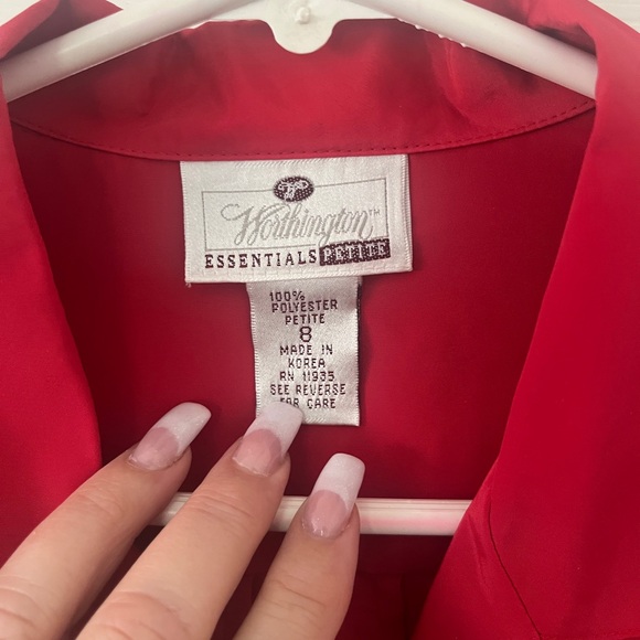 Woman’s Vintage 80s Worthington Essentials Red Blouse Still Has Original Tags - Picture 5 of 9